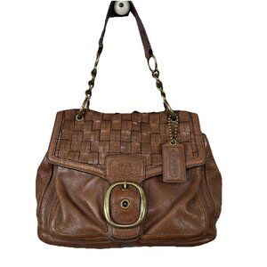 Coach Bleecker Thompson Brown Woven Leather Limited Edition Purse Handbag Tote